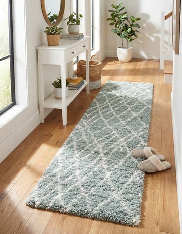 Sage Green Soft Touch Shag Runner Rug