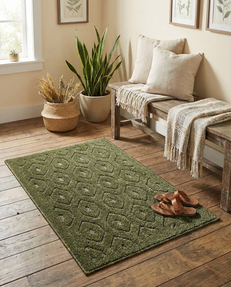 Detail image of 2' x 3' Easy-Clean Trellis Textured Indoor / Outdoor Rug