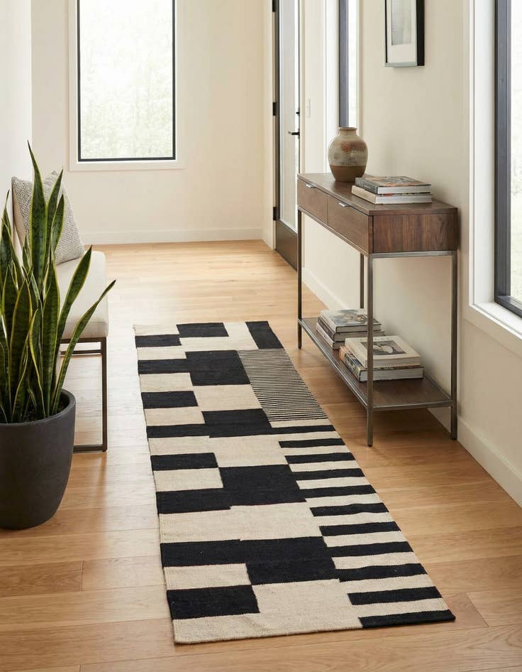 Detail image of 2' 9 x 9' 7  Hand Woven Kilim Modern Wool Runner Rug