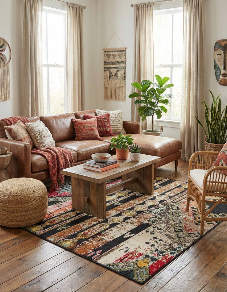 Detail image of 7' 10 x 7' 10  Washable Casablanca Indoor / Outdoor Square Rug