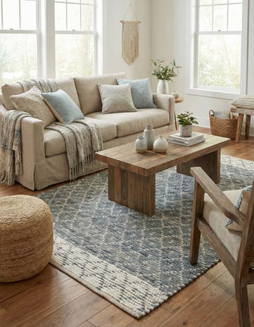 4' 1 x 6' 1 Hand Woven Chindi Trellis Rug
