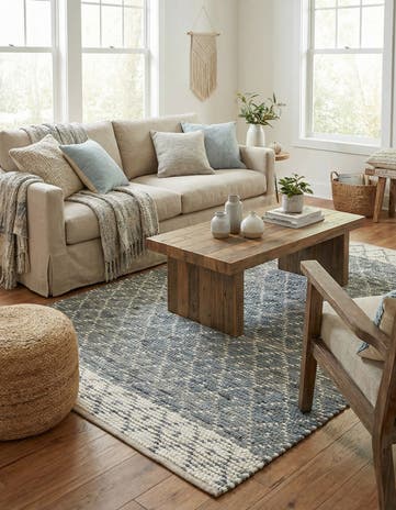 4' 1 x 6' 1 Hand Woven Chindi Trellis Rug