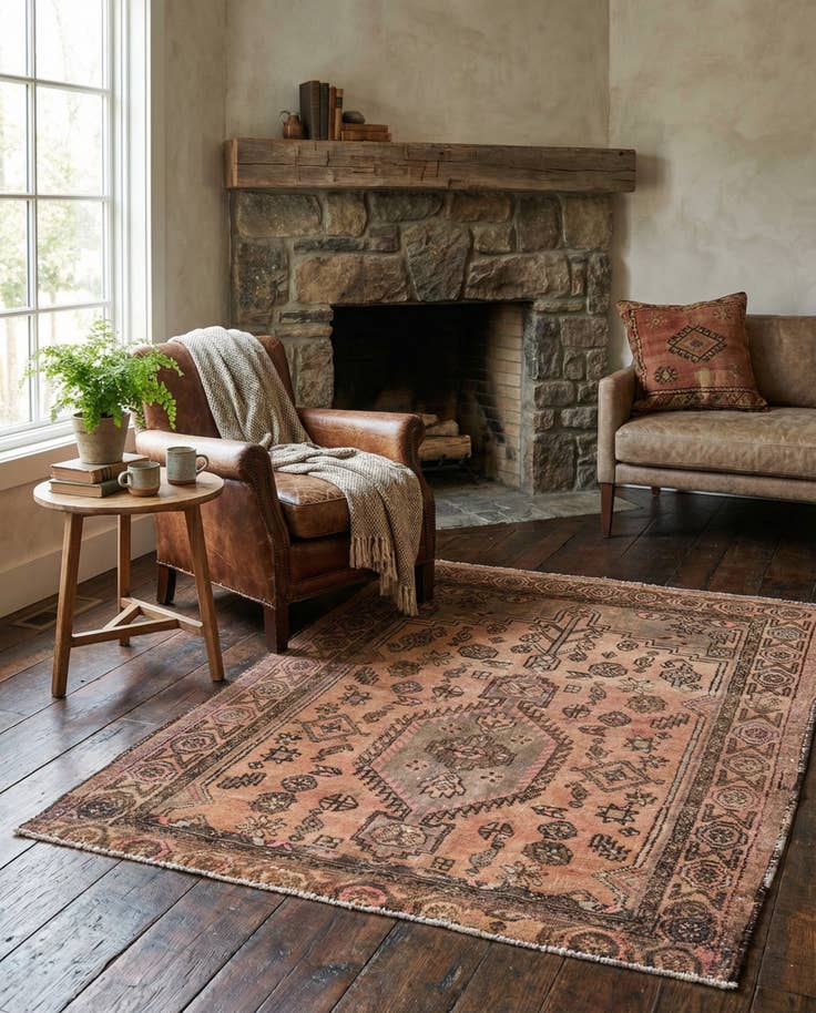 Detail image of 4' 4 x 5' 7 Hand Knotted Ultra Vintage Persian Wool Rug