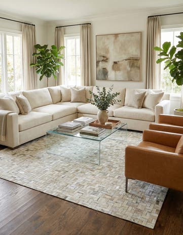 7' 10 x 9' 9 Cowhide Leather Rug