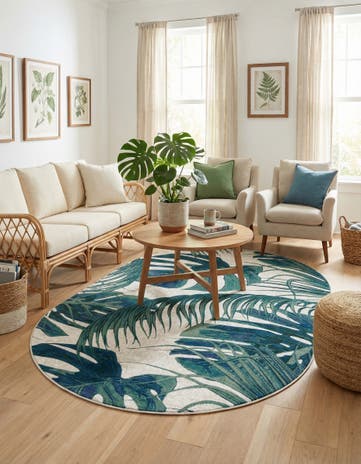 Ivory Blossom Oval Rug