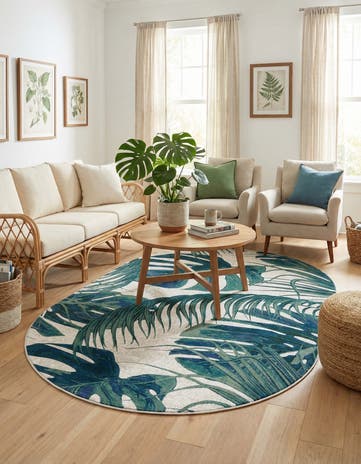 Ivory Blossom Oval Rug