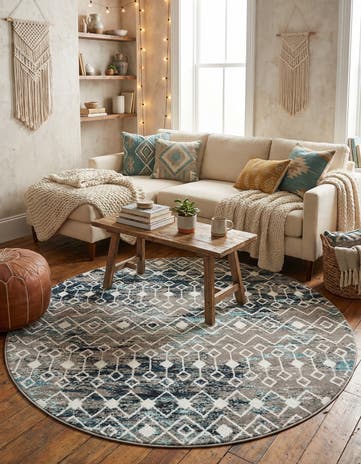 7' 10 x 7' 10 Moroccan Trellis Round Rug
