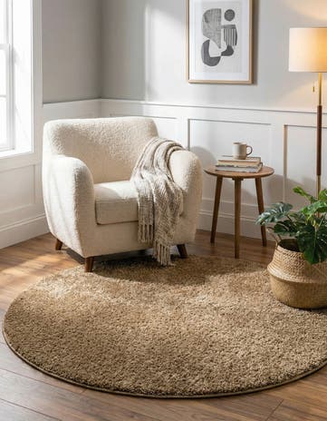 4' x 4' Soft Solid Shag Round Rug