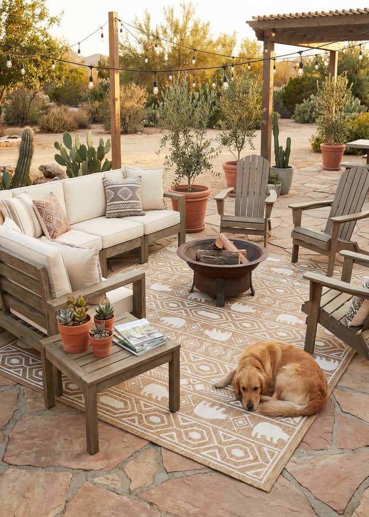 9' x 12' Easy-Clean Southwestern Indoor / Outdoor Rug