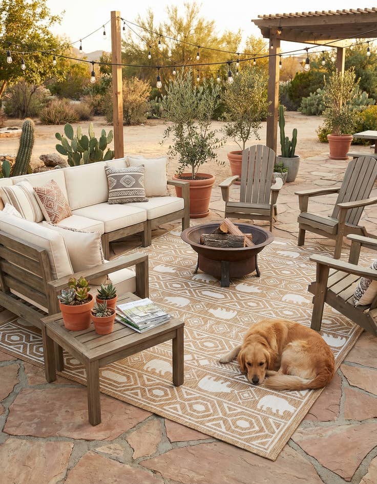 Detail image of 9' x 12' Easy-Clean Southwestern Indoor / Outdoor Rug