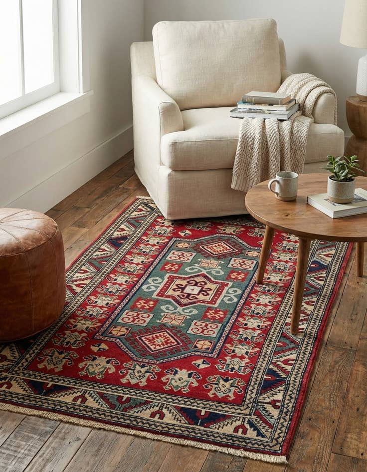 Detail image of  2' 11 x 5' 2  Hand Knotted Kazak Oriental Wool Rug