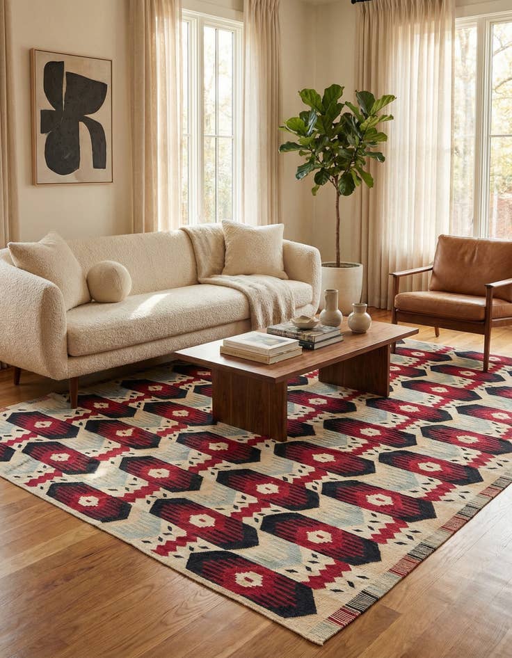 Detail image of  8' 9 x 11' 6  Hand Woven Kilim Modern Wool Rug