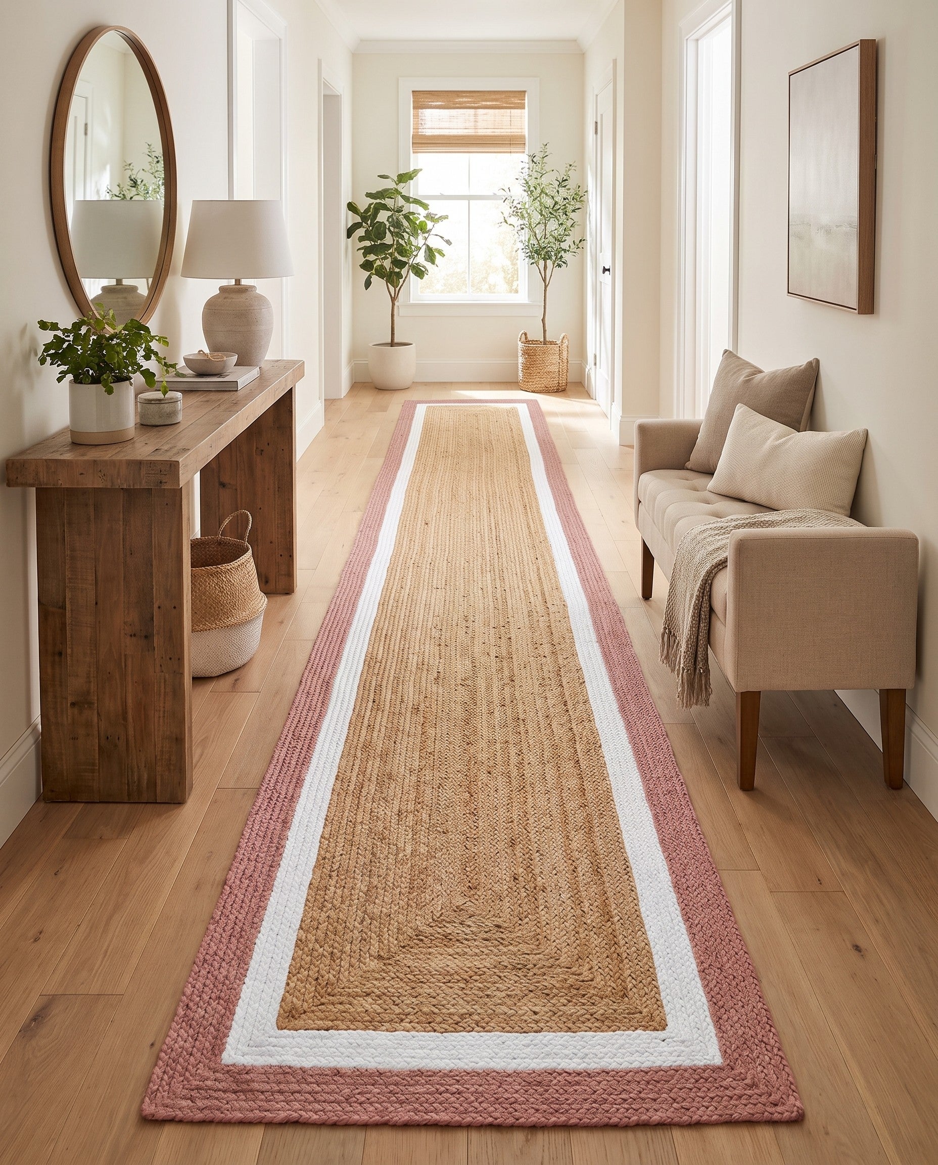 2' 7 x 12' Handmade Braided Jute Runner Rug