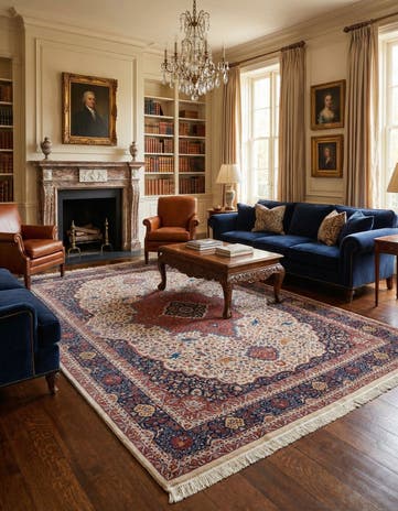 7' 2 x 9' 7 Hand Knotted Isfahan Oriental Wool Rug