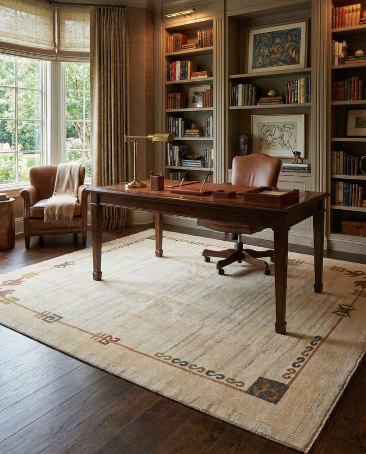 6' 7 x 8' 2 Hand Knotted Tibet Wool Rug