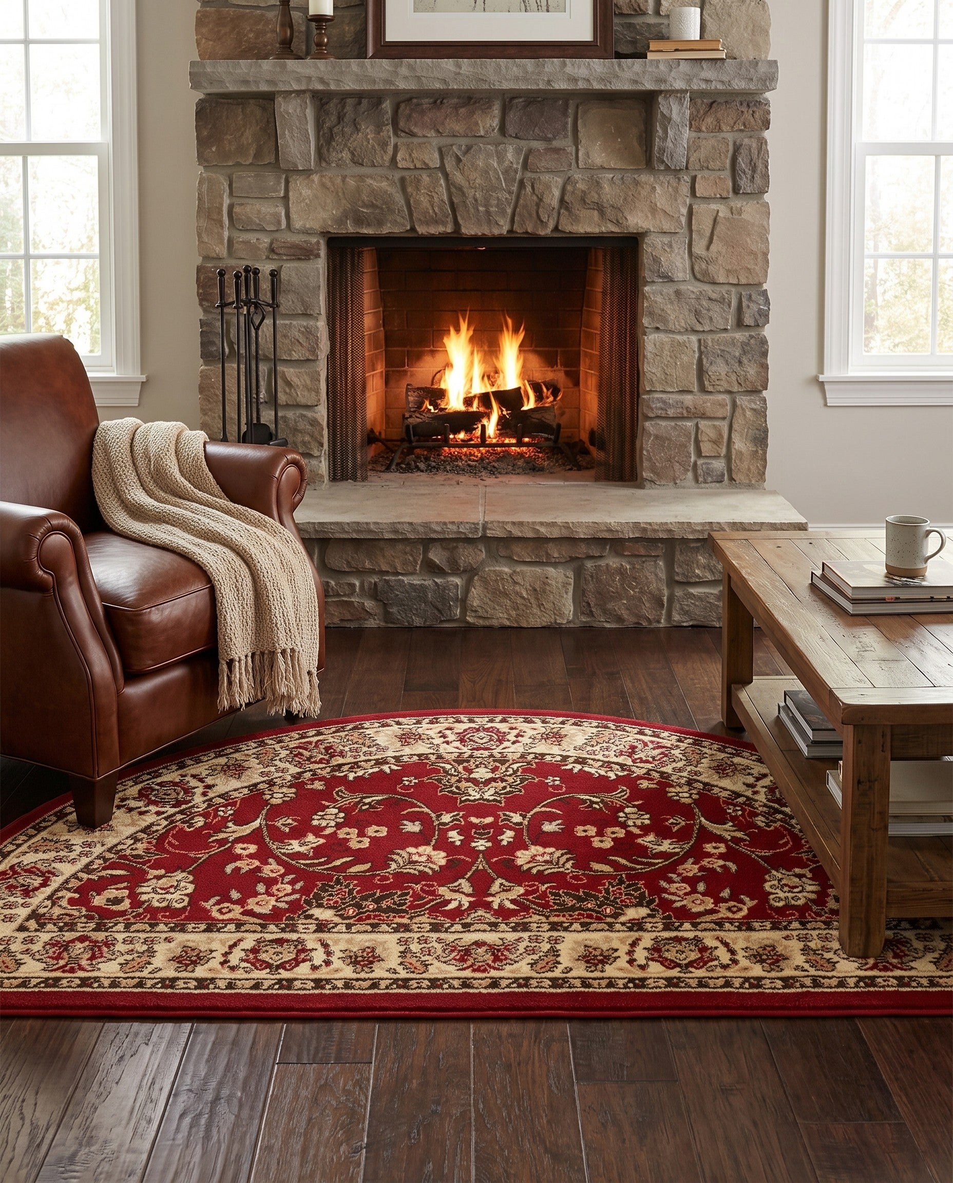 Burgundy Yasmin Hearth Rug
