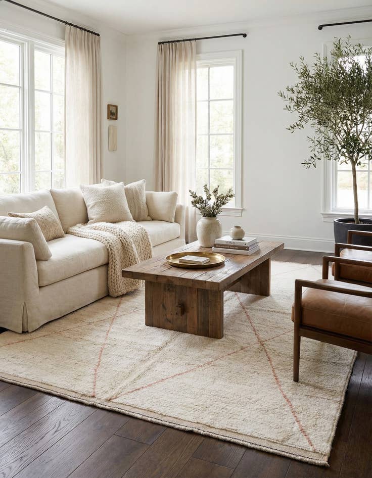 Detail image of 6' 10 x 8' 9 Hand Knotted Moroccan Wool Rug