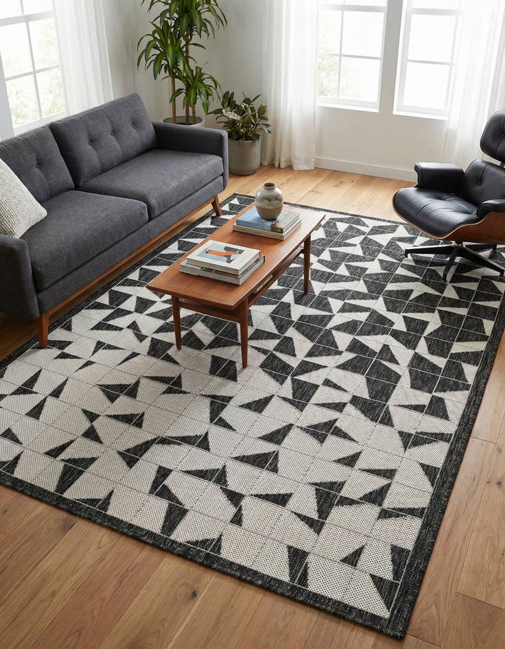 Detail image of 4' x 6'  Washable Modern Indoor / Outdoor Rug