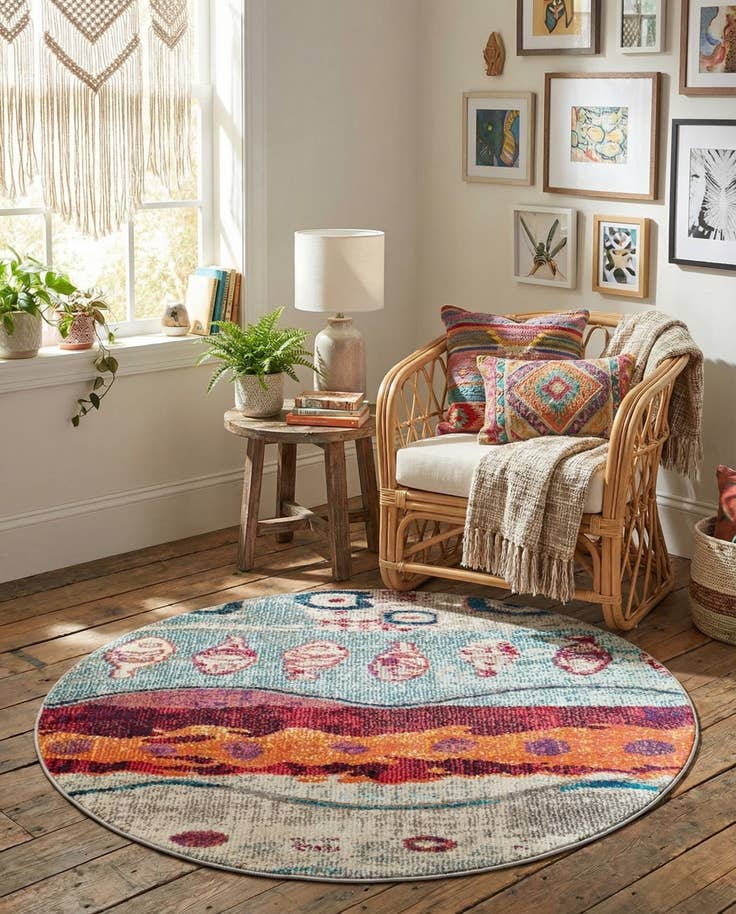 Detail image of 3' 3 x 3' 3 Washable Vivid Round Rug