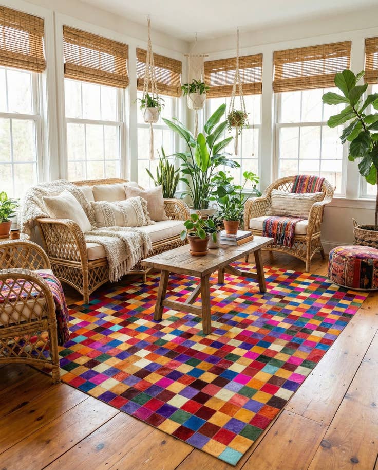 Detail image of 7' 11 x 9' 11 Cowhide - Patchwork Rug