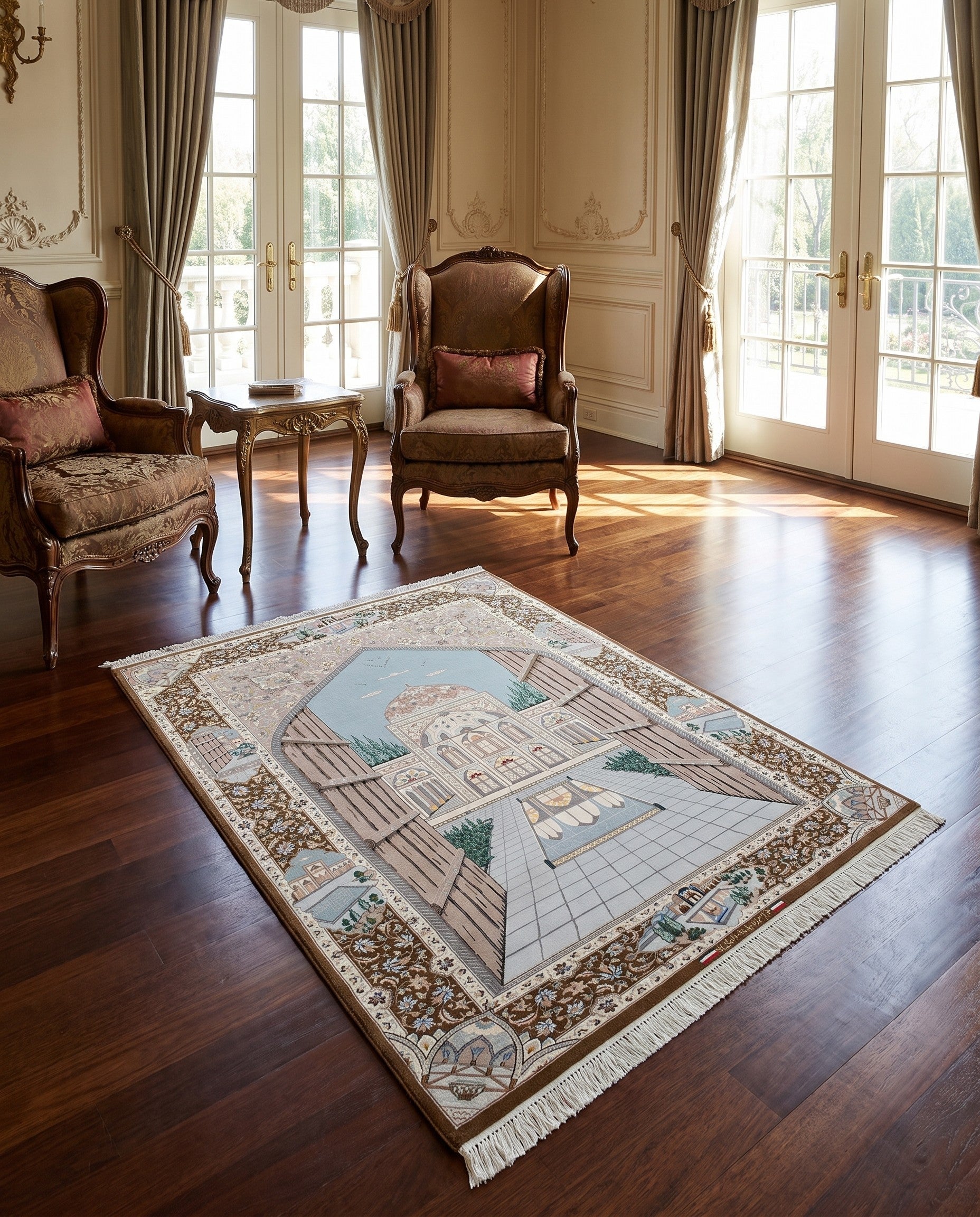 4' 4 x 6' 6 Hand Knotted Isfahan Persian Rug