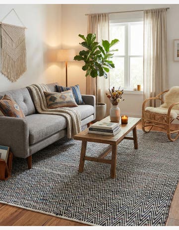 9' x 12' Hand Woven Chindi Chevron Rug