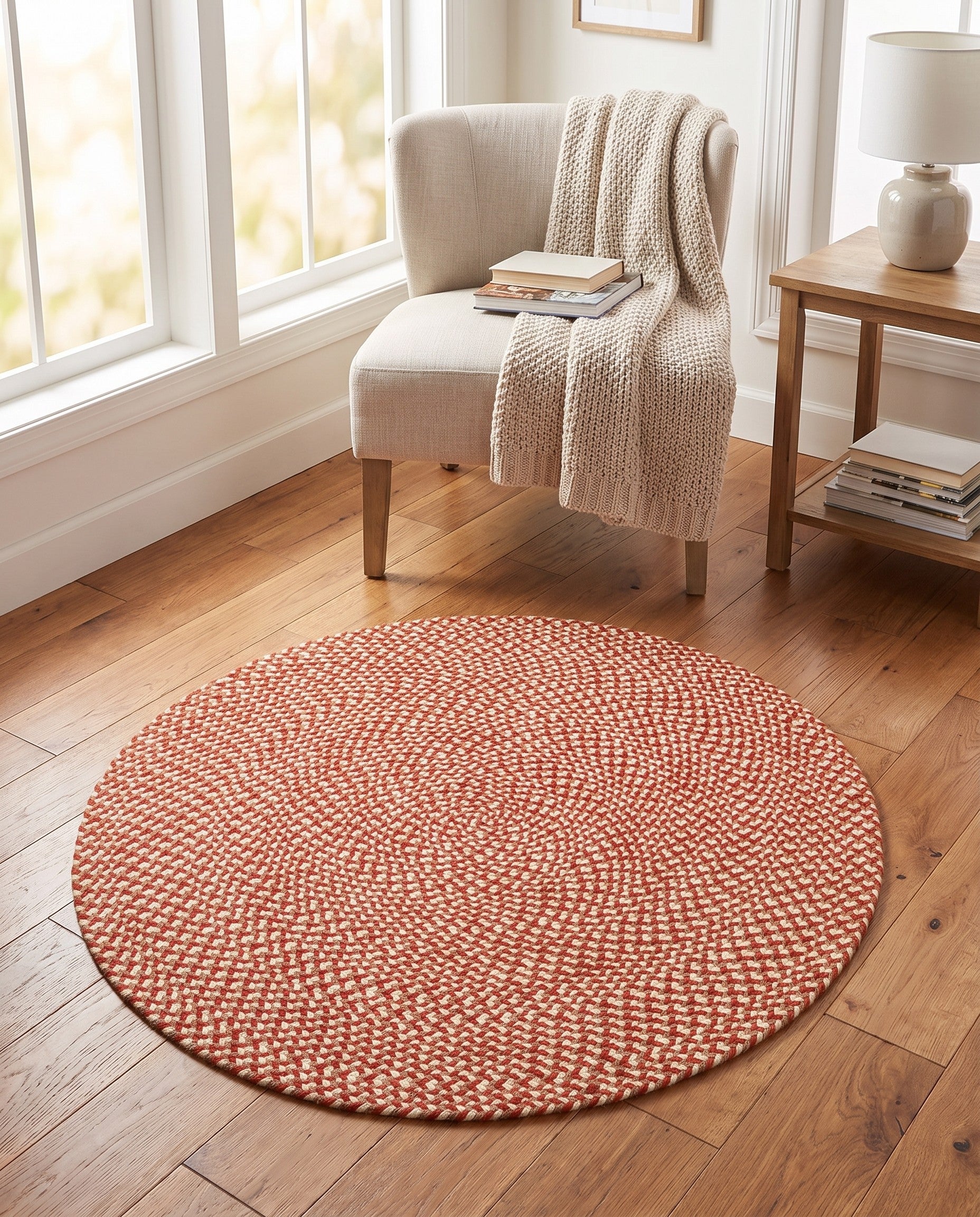 3' 1 x 3' 1 Handmade Tweed Braided Jute Round Rug