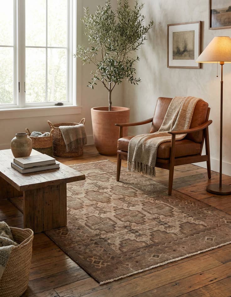 Detail image of  3' 8 x 6'  Hand Knotted Ultra Vintage Persian Wool Rug