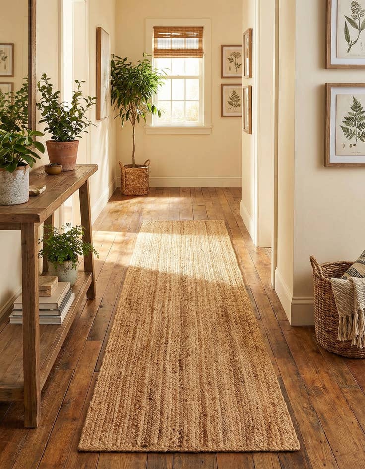 Detail image of  2' 7 x 10'  Hand Braided Jute Luxe Runner Rug