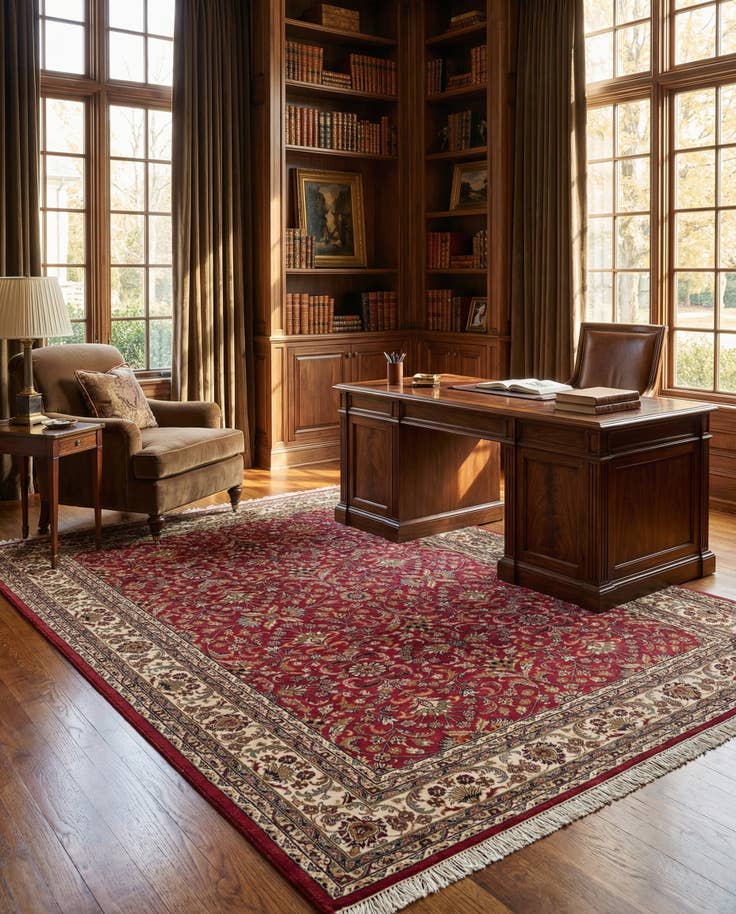Detail image of 8' 1 x 11' 3 Hand Knotted Isfahan Oriental Wool Rug