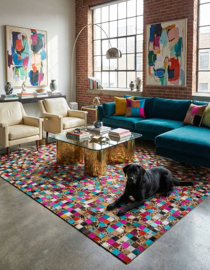 Detail image of  8' x 9' 10 Cowhide Leather Rug