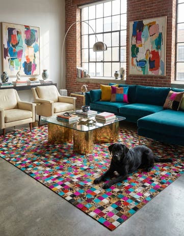 8' x 9' 10 Cowhide Leather Rug