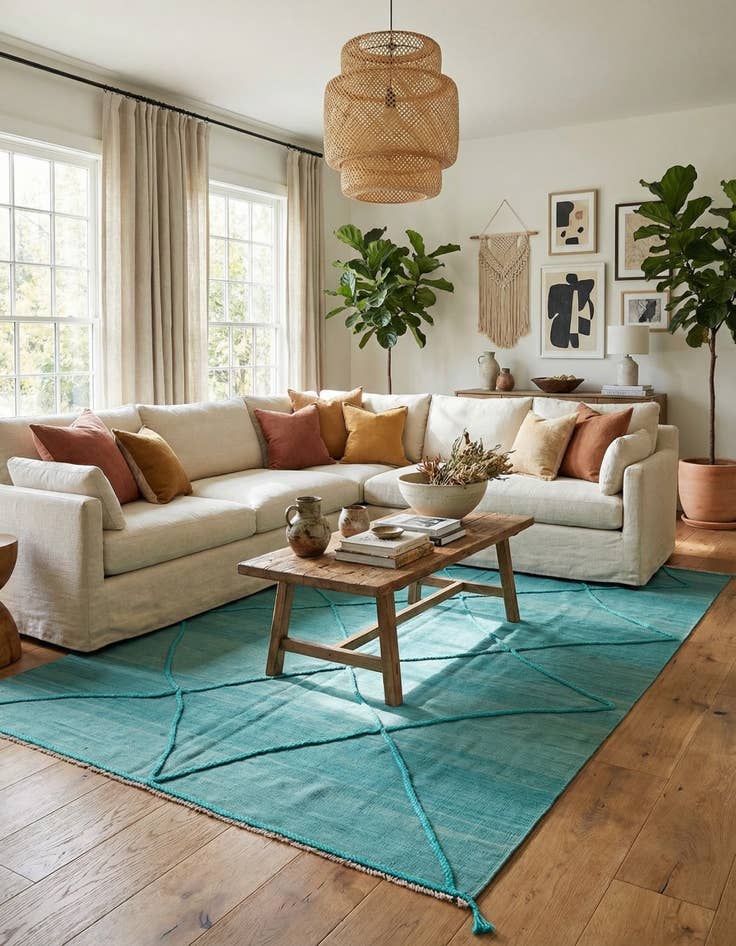 Detail image of 6' 9 x 9' 11  Hand Woven Kilim Modern Wool Rug