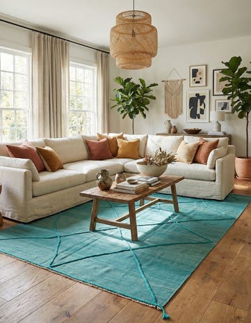 6' 9 x 9' 11 Hand Woven Kilim Modern Wool Rug