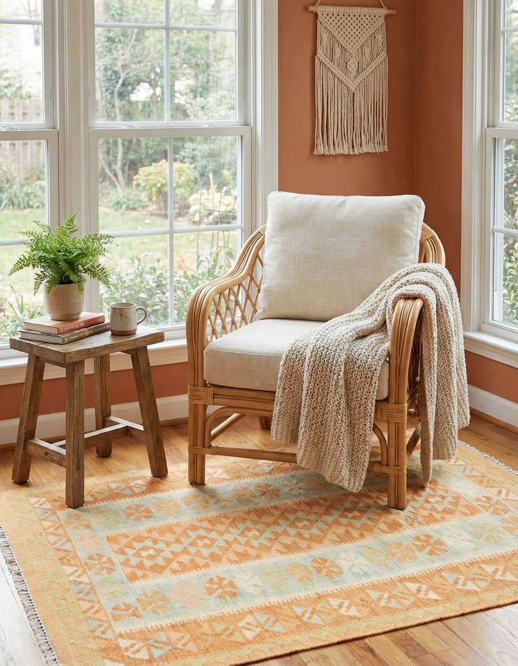 Detail image of 3' x 5'  Hand Woven Kilim Waziri Wool Rug