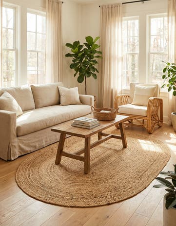 4' 1 x 6' 1 Handmade Braided Jute Luxe Oval Rug