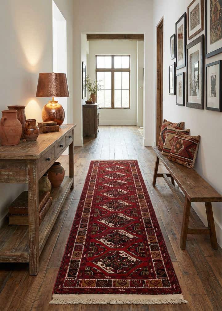 2' 9 x 9' 10 Hand Knotted Afghan Ersari Wool Runner Rug