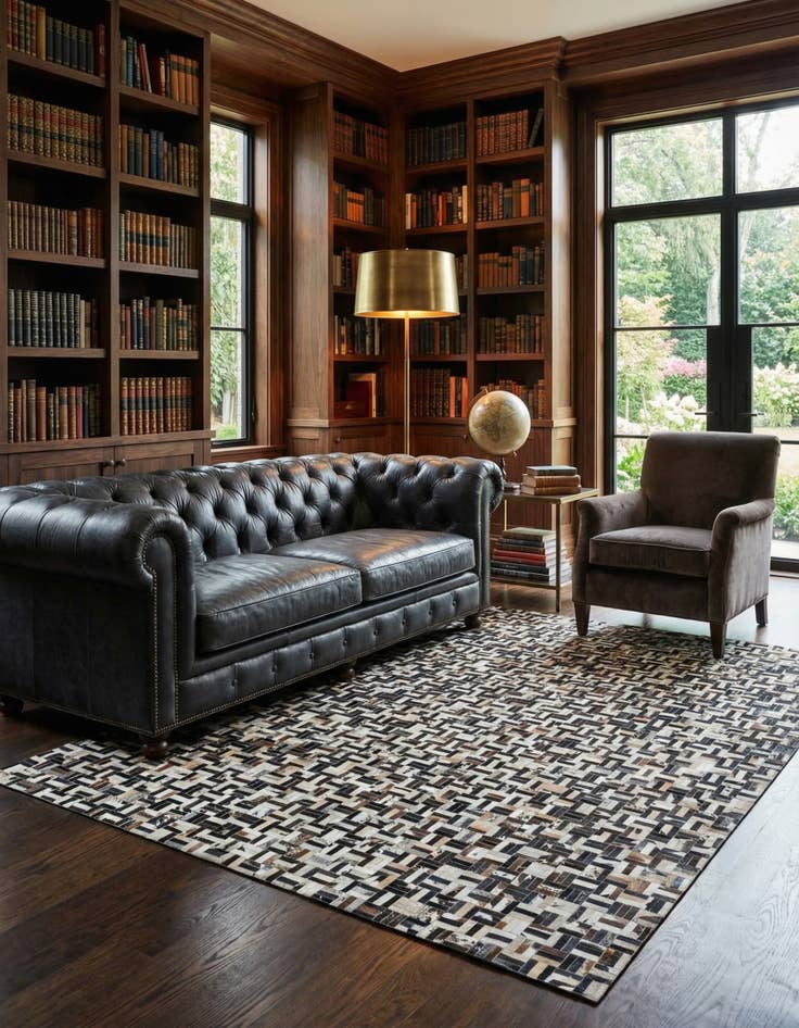 Detail image of  8' 1 x 10' 1 Cowhide Leather Rug