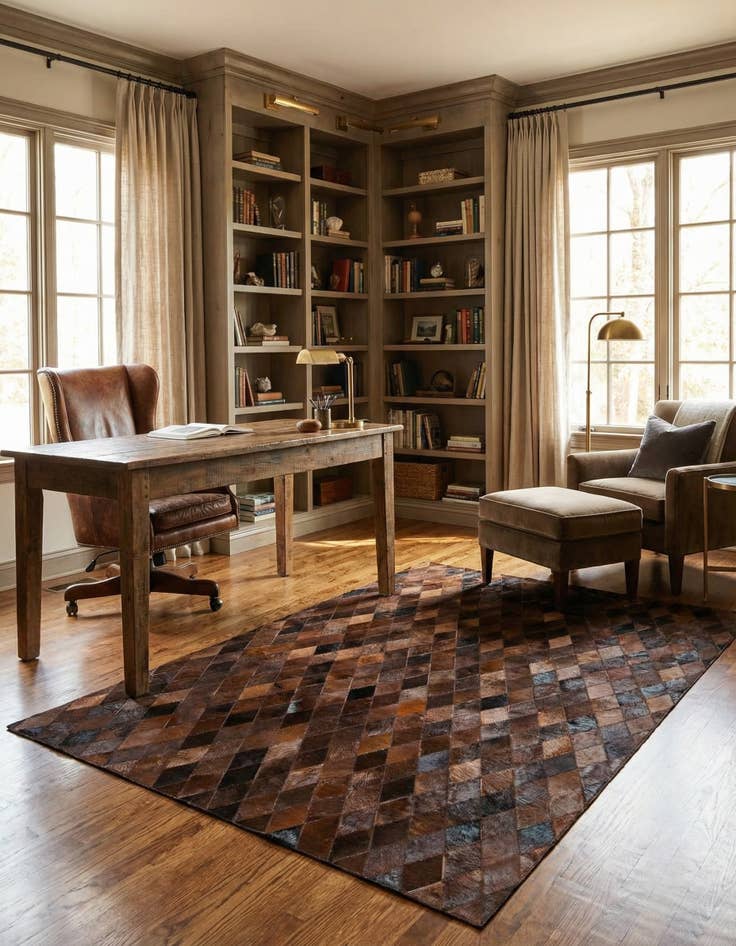 Detail image of 5' 1 x 8' Cowhide Stocks Rug