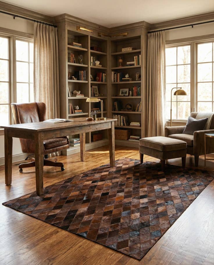 Detail image of 5' 1 x 8' Cowhide Stocks Rug