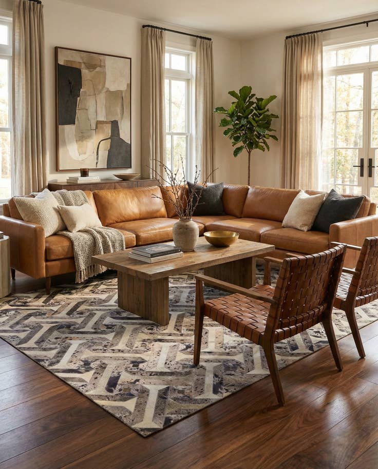 Detail image of 5' 2 x 8' 1 Cowhide Stocks Rug