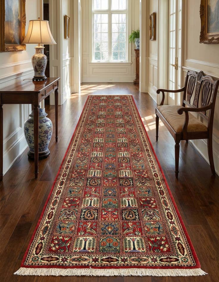 Detail image of  2' 8 x 13' 1  Hand Knotted Qom Persian Runner Rug