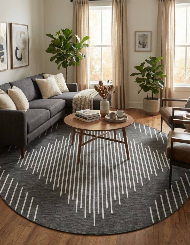 Detail image of 10' 8 x 10' 8  Washable Modern Indoor / Outdoor Round Rug