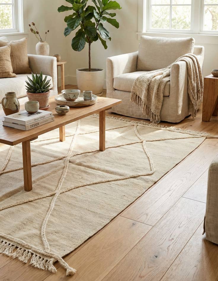 Detail image of 3' 6 x 5'  Hand Woven Moroccan Wool Rug