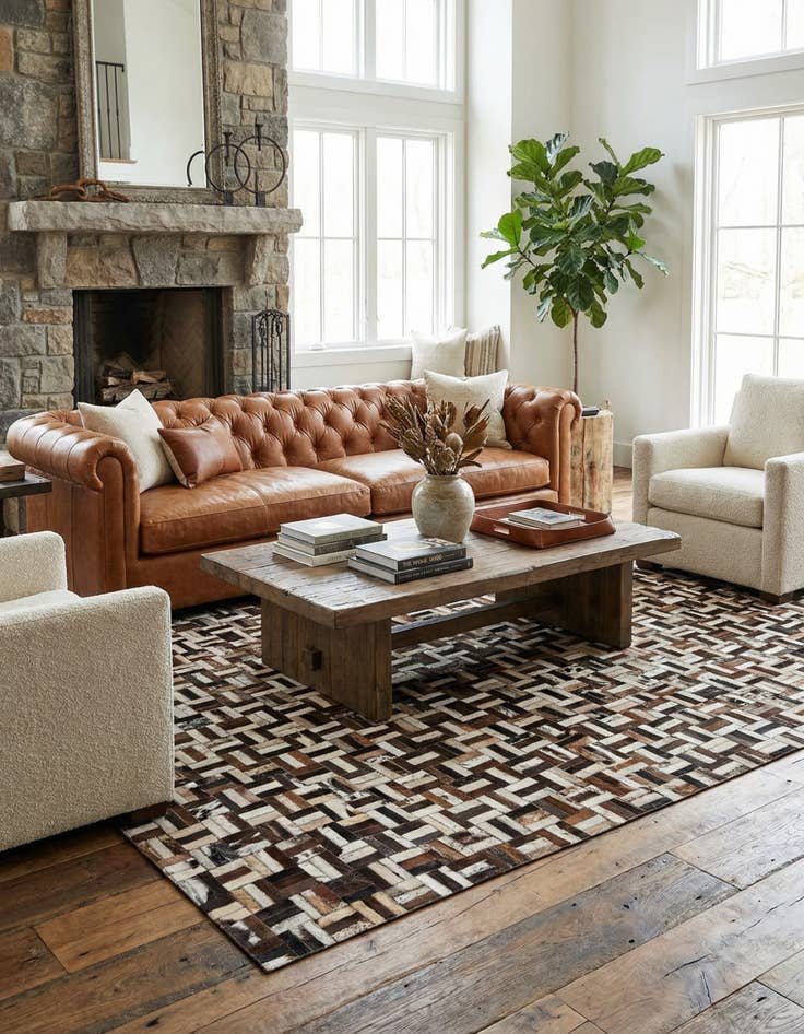 Detail image of  5' x 7' 10 Cowhide - Patchwork Rug