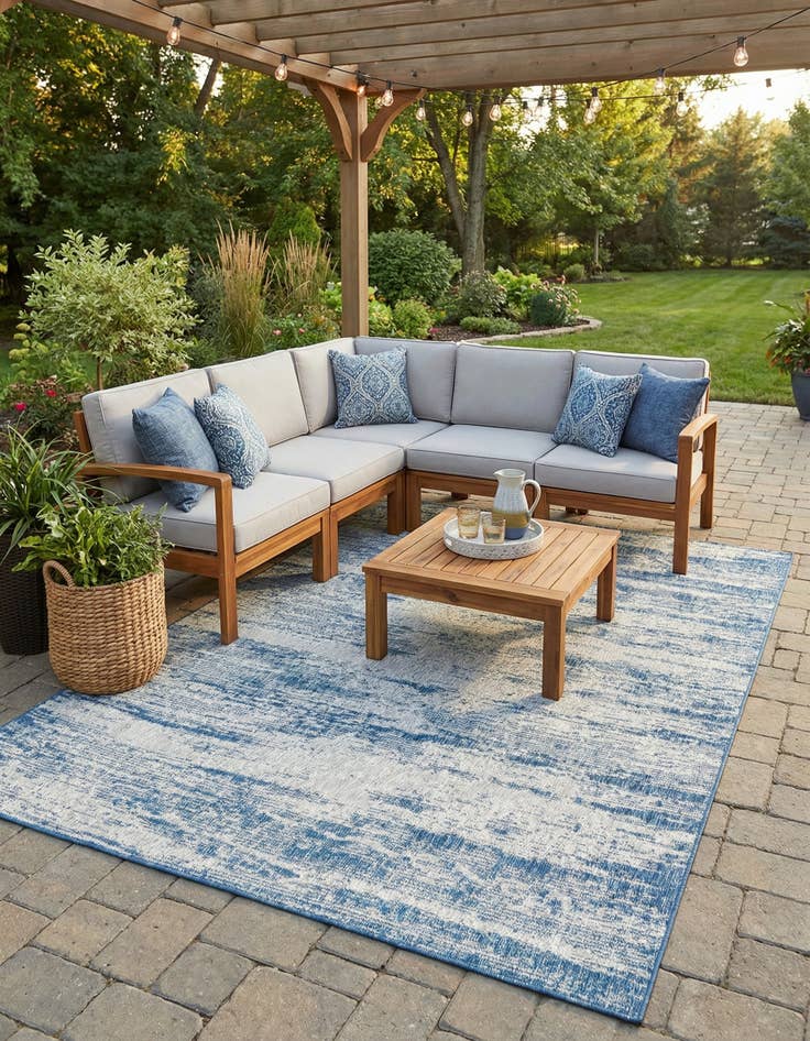 Detail image of  7' 10 x 11'  Washable Modern Indoor / Outdoor Rug
