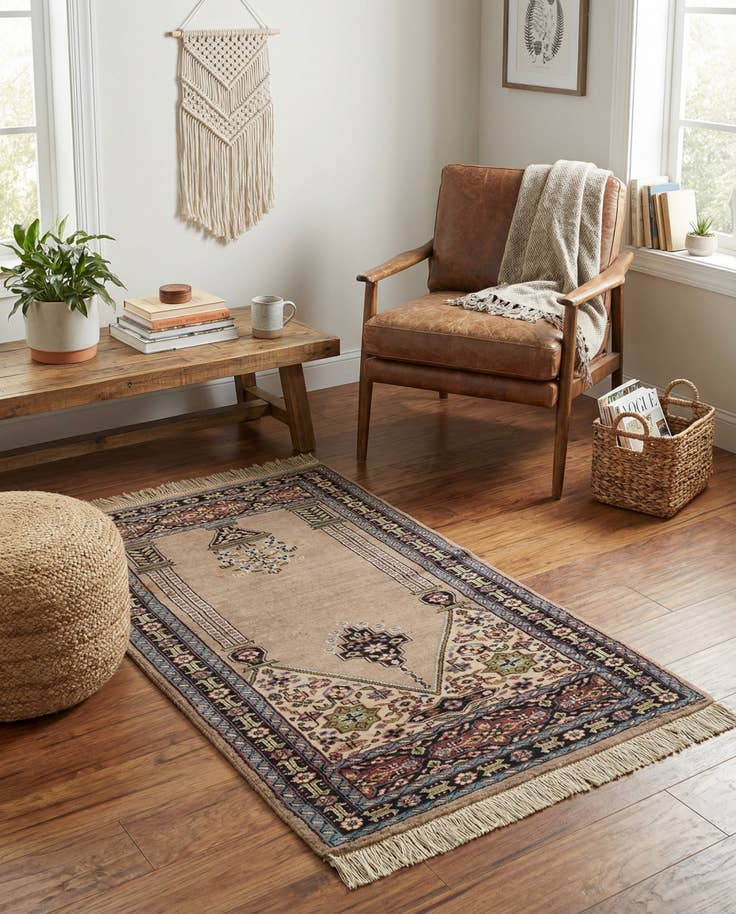Detail image of 2' 8 x 4' 5 Hand Knotted Lahour Oriental Wool Rug