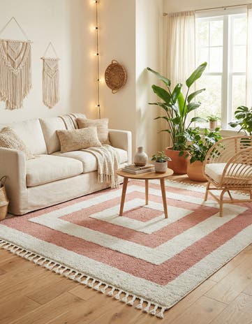 Pink Boho Square Rug