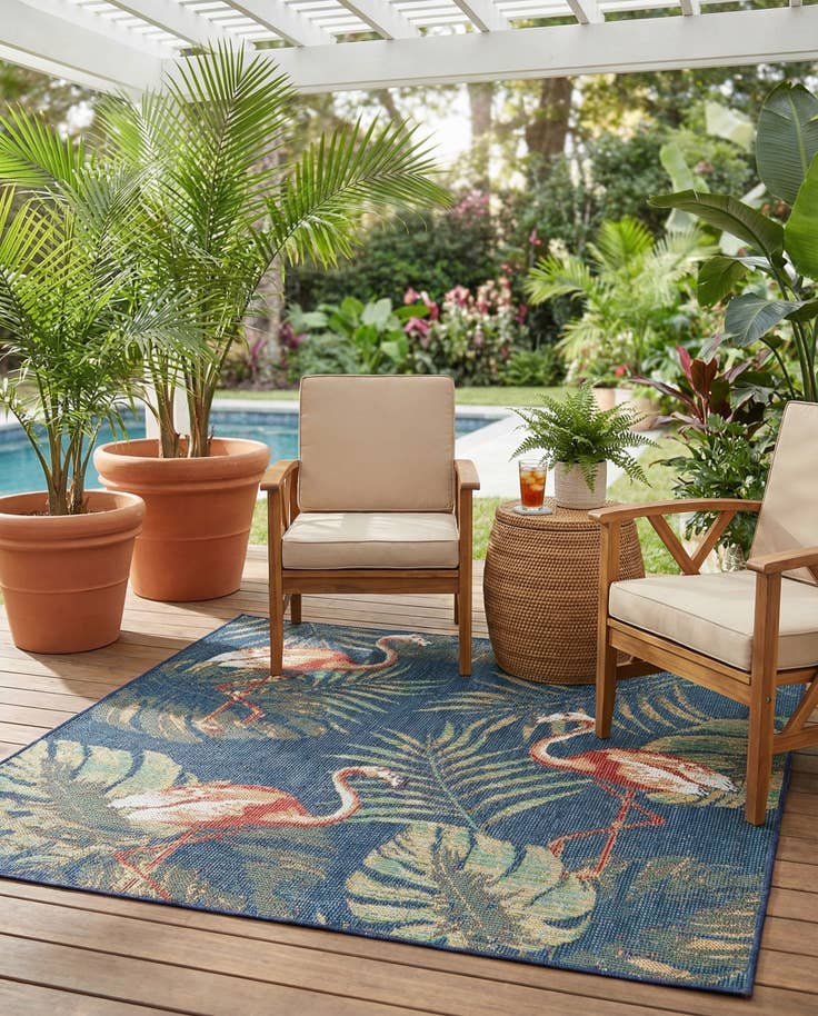 Detail image of 5' 3 x 5' 3 Easy-Clean Baja Indoor / Outdoor Square Rug