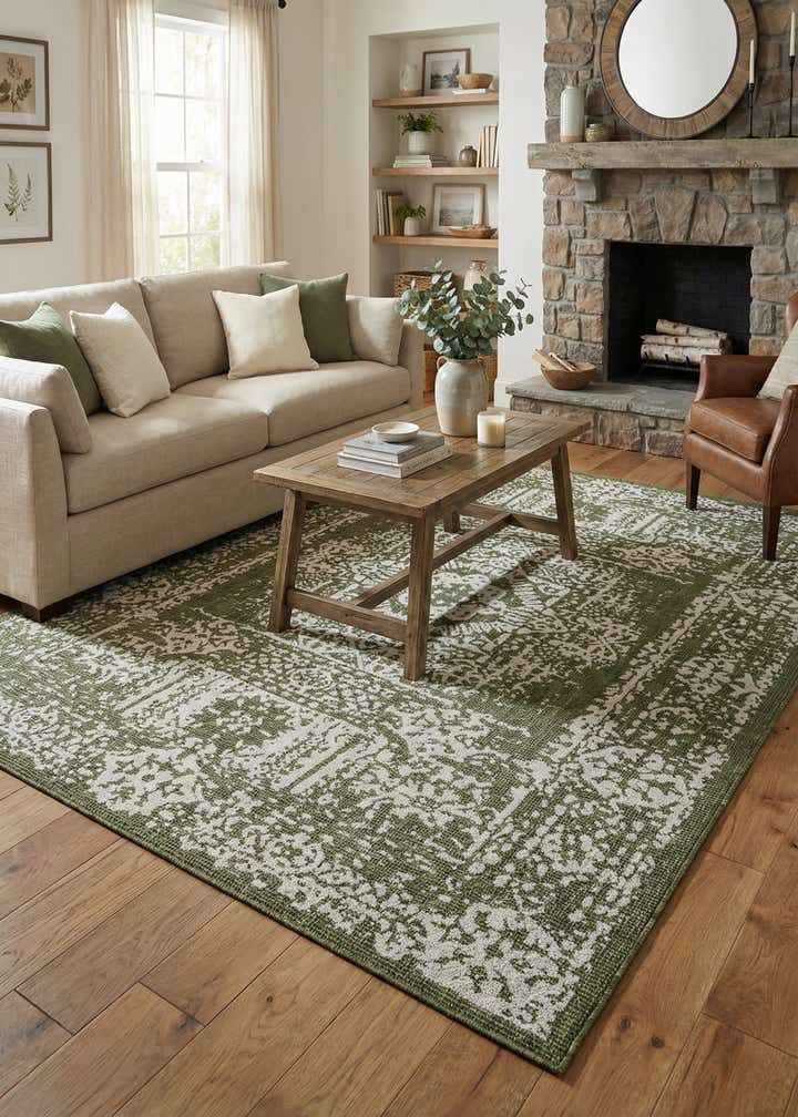 7' 10 x 10' Easy-Clean Traditional Indoor / Outdoor Rug